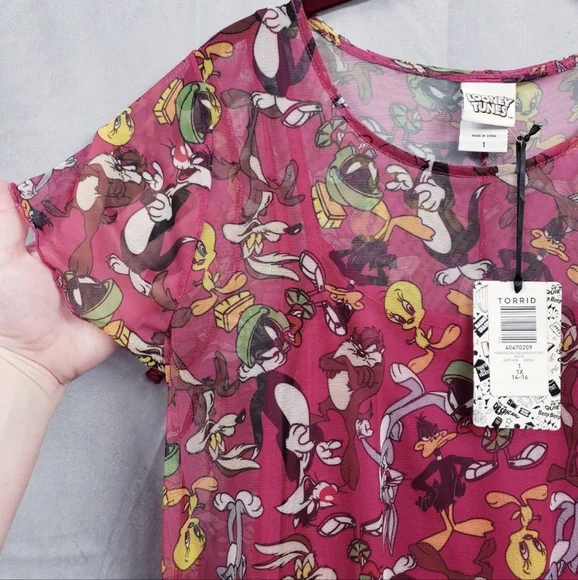 Torrid Looney Tunes Mesh BodyCon Dress Club Rave Punk - Picture 6 of 8